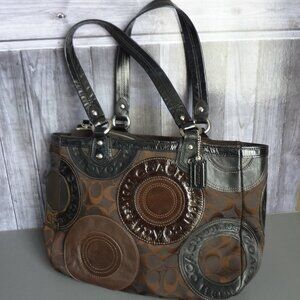 Coach signature circle patchwork tote bag